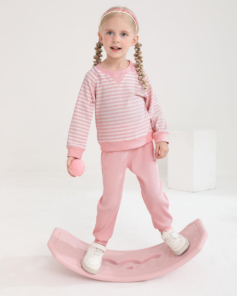 SANMIO Toddler Girl Clothes Outfits 3-4T Fall Winter Cute Long Sleeve Striped Pullover Tops + Pants Clothing Sets Toddler Sweatsuit Outfits - Image 4