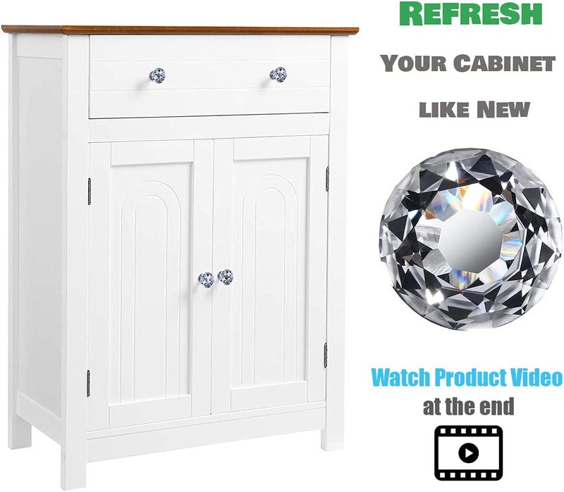 DeELF Outlet 26 pcs Glass Cabinet Knobs Crystal Drawer Pulls Clear 30 mm Diamond for Kitchen, Bathroom Cabinet, Dresser and Cupboard by DeElf - Image 2