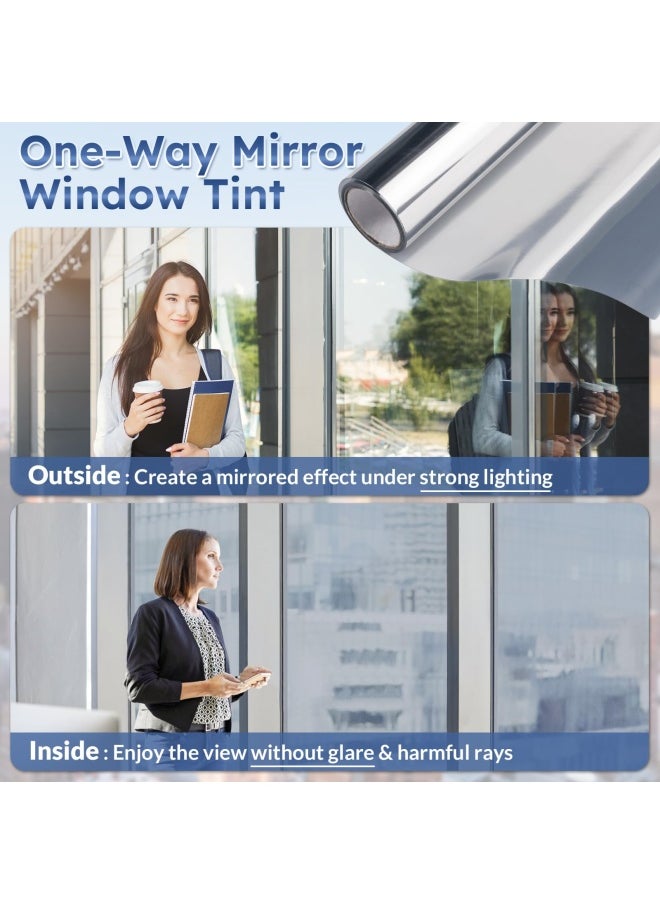 One Way Window Film Daytime Privacy Mirror Window Tint For Home Office Heat Control Sun Blocking Anti Uv Reflective Tinting Film Glass Window And Door Covering 35.4 Inch X 13.1 Feet Silver - pzsku/Z3274867E7D65B6B97620Z/45/_/1721050104/aafefcab-02e3-484f-a97b-3a31e1c9b6b8