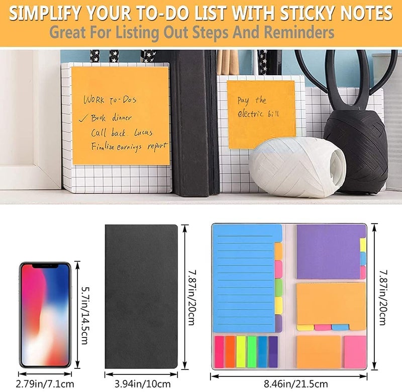 MeRaYo Sticky Notes Set Neon Memo Pad Divider Self Stick Notes Pads Bundle with Bookmark Index for Planner Sticky Notes Journaling Notebook Diary for School Home Office Supplies - Image 5