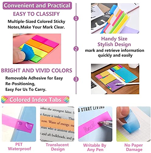 MeRaYo Sticky Notes Set Neon Memo Pad Divider Self Stick Notes Pads Bundle with Bookmark Index for Planner Sticky Notes Journaling Notebook Diary for School Home Office Supplies - Image 4