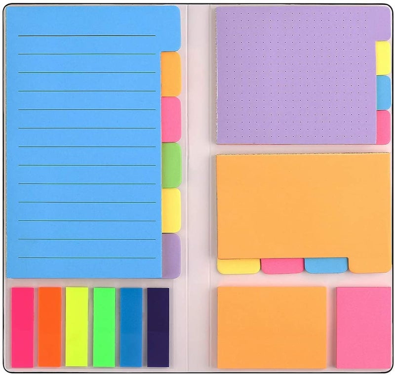 MeRaYo Sticky Notes Set Neon Memo Pad Divider Self Stick Notes Pads Bundle with Bookmark Index for Planner Sticky Notes Journaling Notebook Diary for School Home Office Supplies - Image 1
