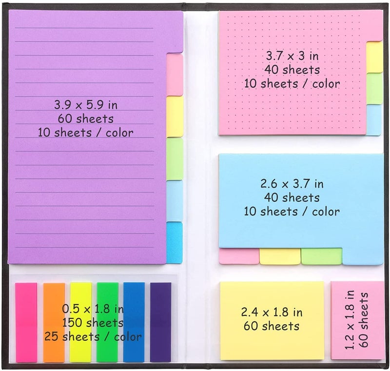 MeRaYo Sticky Notes Set Neon Memo Pad Divider Self Stick Notes Pads Bundle with Bookmark Index for Planner Sticky Notes Journaling Notebook Diary for School Home Office Supplies - Image 2
