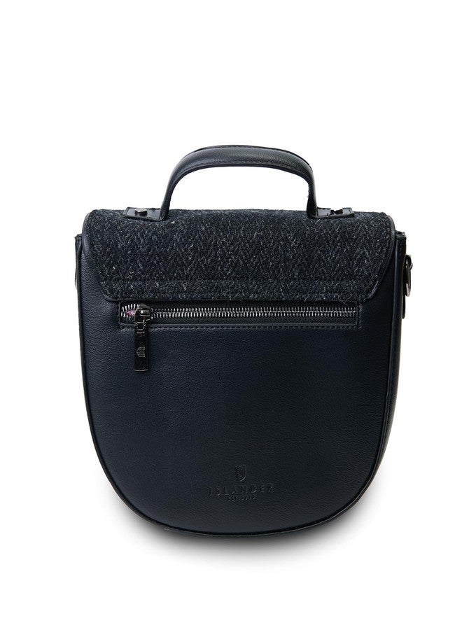 آيلاندر حقيبة Islander المتوسطة من قماش Cobble - حقيبة نسائية متوسطة الحجم من قماش HARRIS TWEED (أسود بنقشة متعرجة) - Image 4