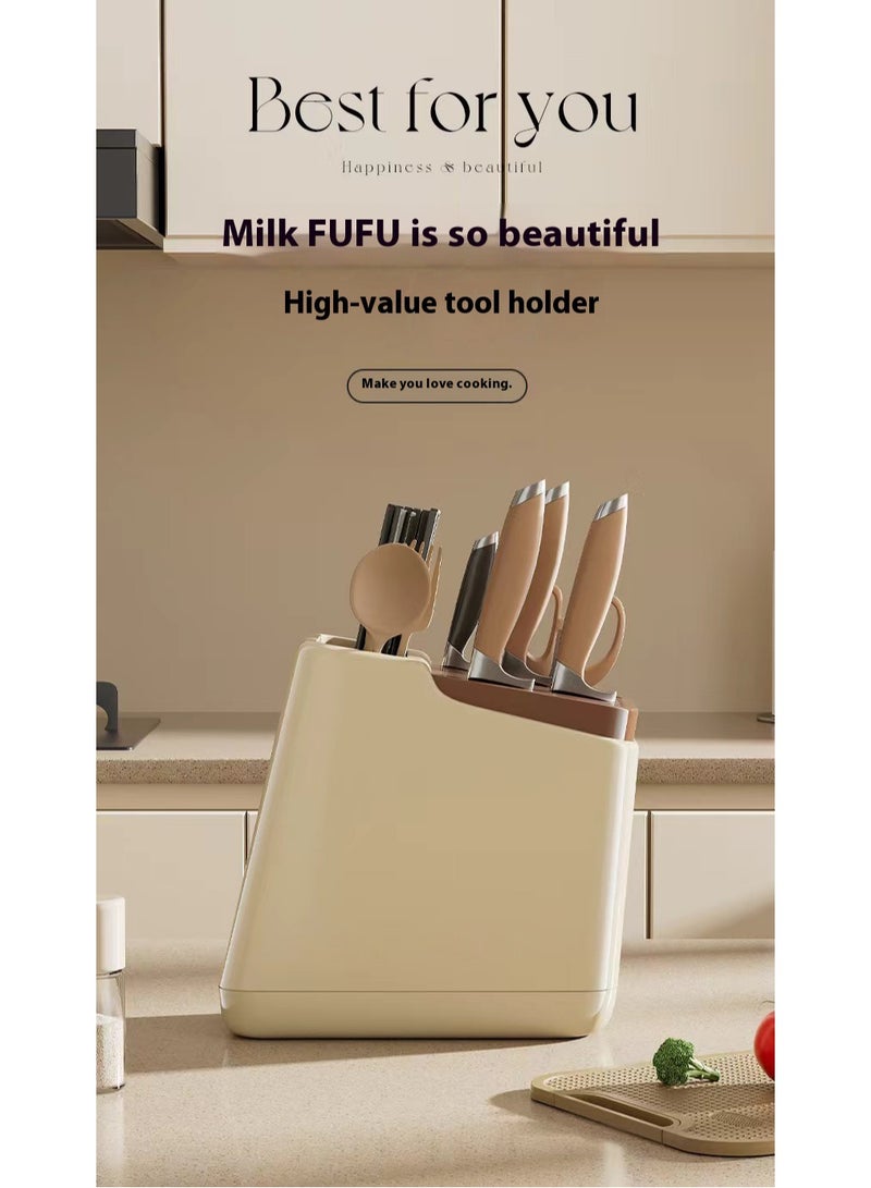 Knife rack, kitchen, home use, stylish, self-draining, multifunctional, integrated, spoon and chopsticks, knife holder, storage rack - Image 1