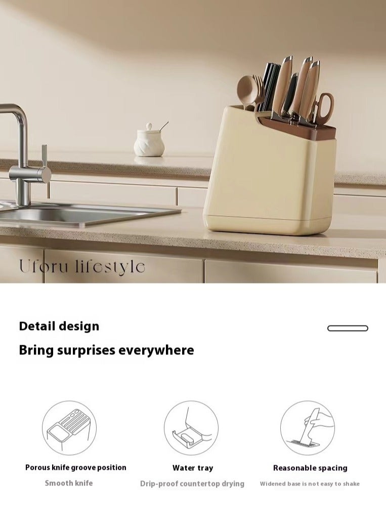 Knife rack, kitchen, home use, stylish, self-draining, multifunctional, integrated, spoon and chopsticks, knife holder, storage rack - Image 4