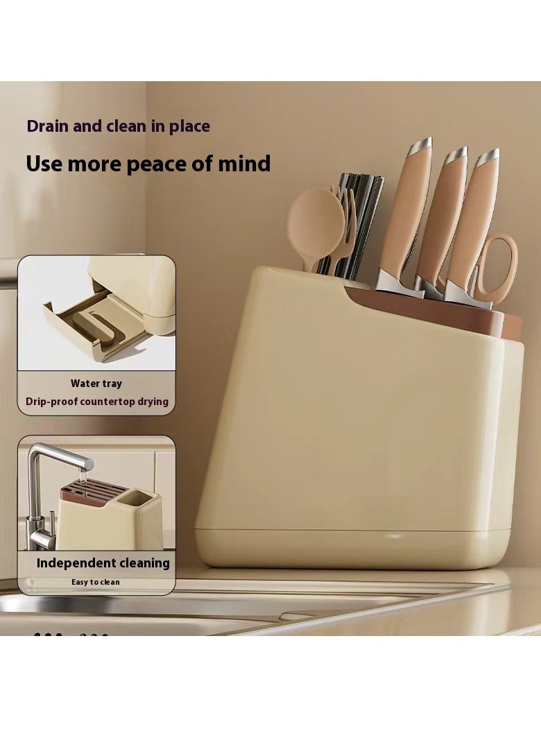 Knife rack, kitchen, home use, stylish, self-draining, multifunctional, integrated, spoon and chopsticks, knife holder, storage rack - Image 5