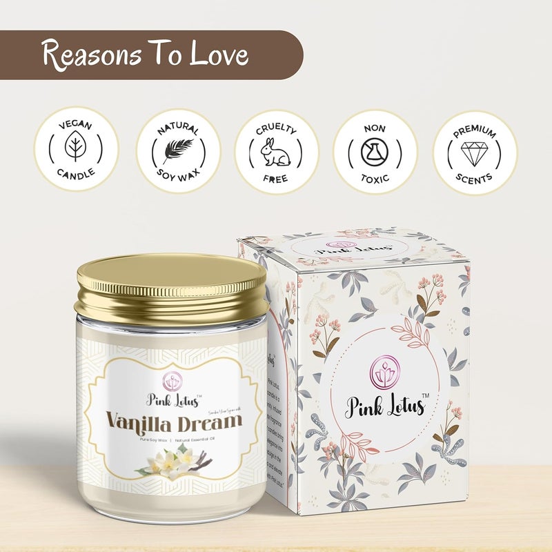 Pink Lotus Vanilla Scented Candle Premium Scented Candle for Relaxation and Home Dcor Ideal Gifts for Family and Friends LongLasting Scented Candles for Home - Image 5
