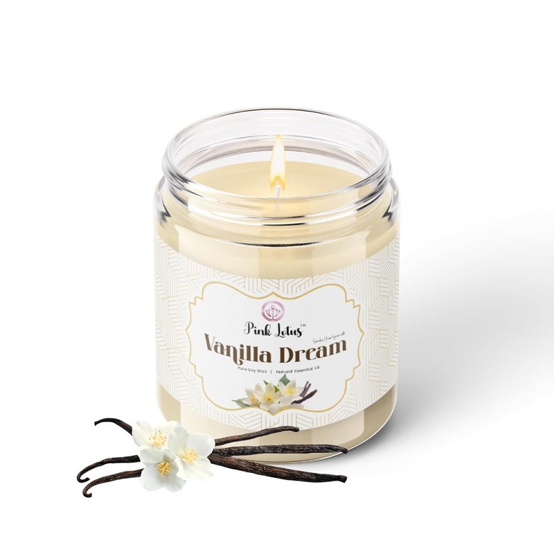 Pink Lotus Vanilla Scented Candle Premium Scented Candle for Relaxation and Home Dcor Ideal Gifts for Family and Friends LongLasting Scented Candles for Home - Image 1