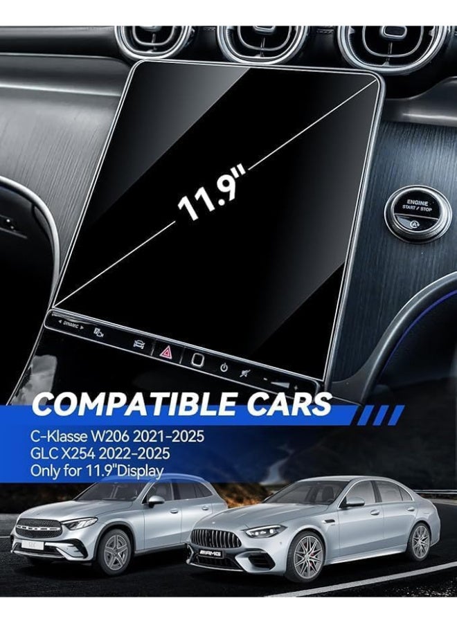 Ecosystem HD 9H Glass Screen Protector for Mercedes- 11.9" Touchscreen 12.3" InstrumentC-Class W206 2021-2026, GLC 300 2022-2026, C300/2023-2026 CLE 300 (Navigation 11.9 inch(1psc) - Image 2