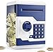 Playsheek Piggy Bank for Girls Boys Large Electronic Money Coin Banks with Password Protection Automatic Paper Money Scroll Saving Box Great Gift for KidsBlueWhite - Image 3