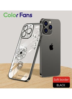 Electroplated Shiny Holographic Diamond Phone Case for iPhone 13 Pro Full Soft Cover Black