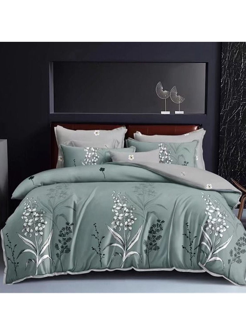 King Size Fitted Bed Sheet Set Soft and Breathable 6Pcs Fade & Wrinkle Resistant Duvet Cover Set Soft and Cozy Fitted Sheet and 4Pcs Pillow Cases