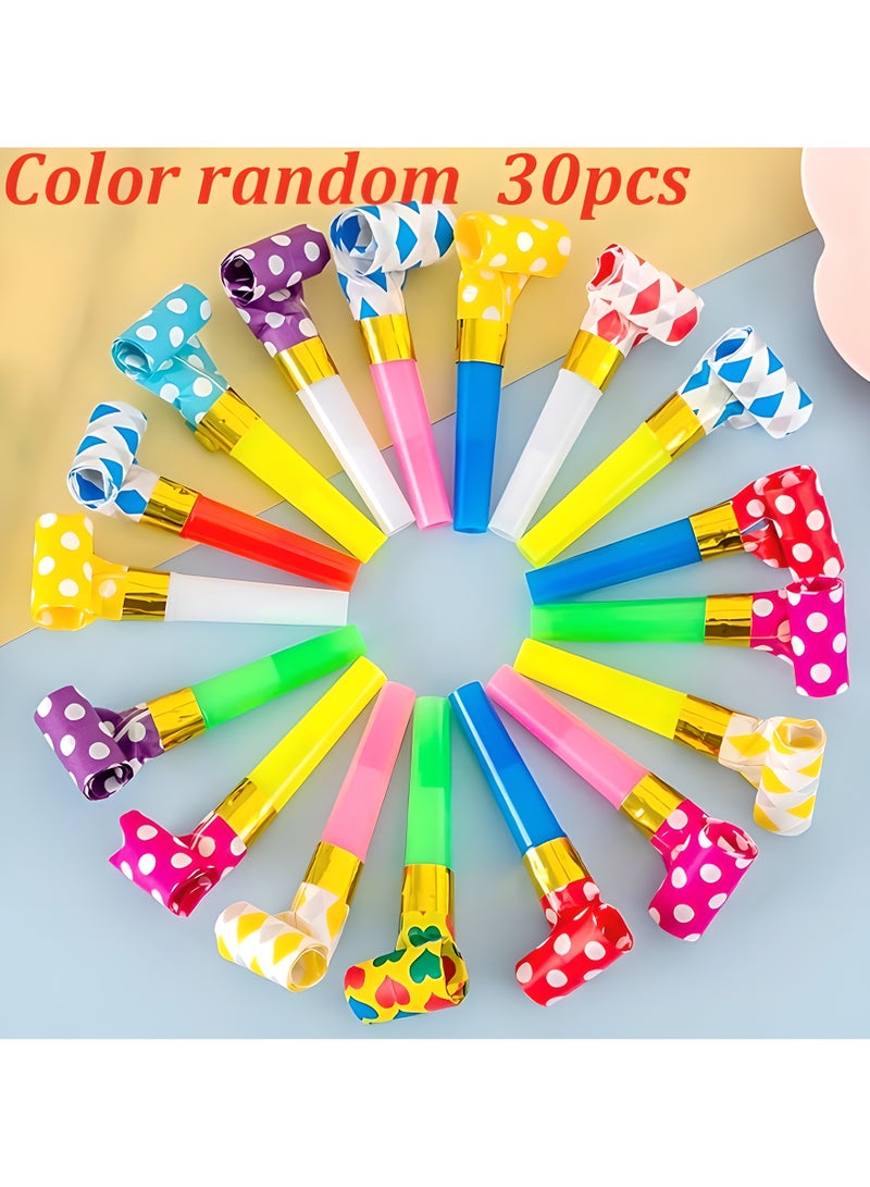 LIXADA 30pcs Noise Maker Whistle Cheerleading Team Birthday Party Long Nose Whistle Holiday Gift Props Make Your Birthday Party Interesting and Unforgettable, Gift for Kids Age 3+ (Random Color) - Image 2