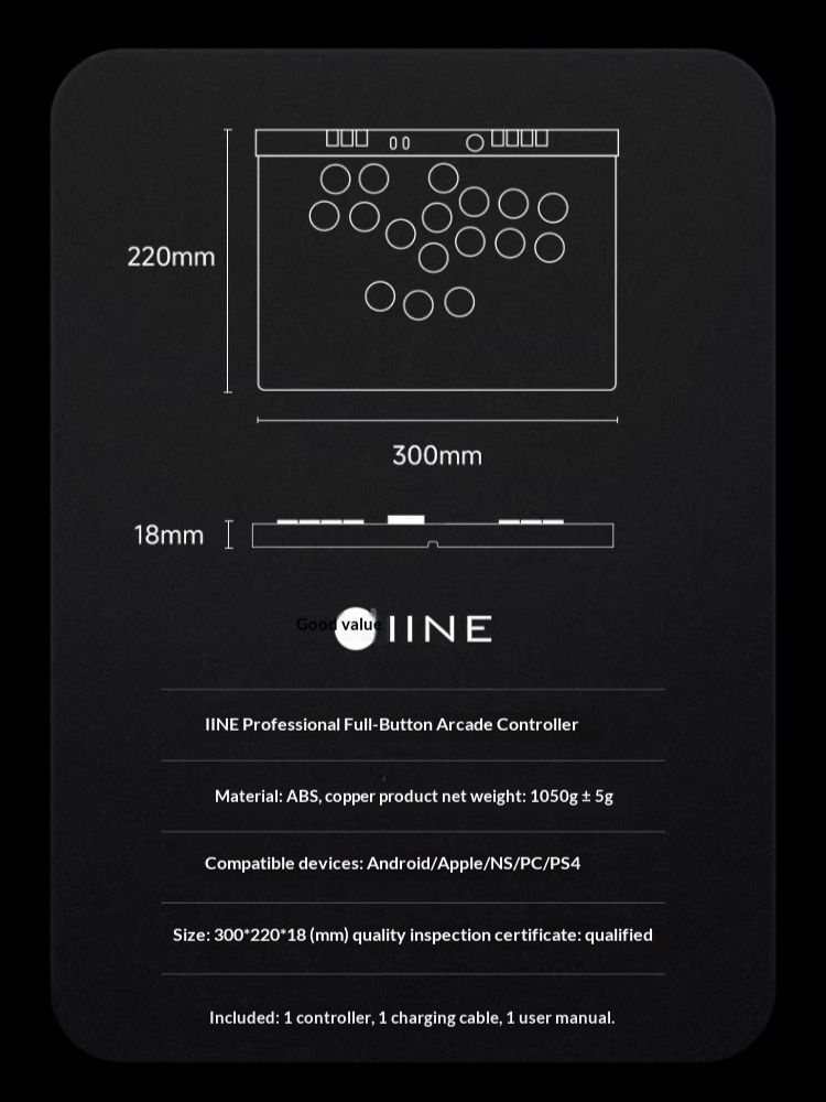Iine HB1 Hitbox Arcade Fighting Controller, Professional Full-Screen Socd Mode, 29.8mm, L1232 - Image 5