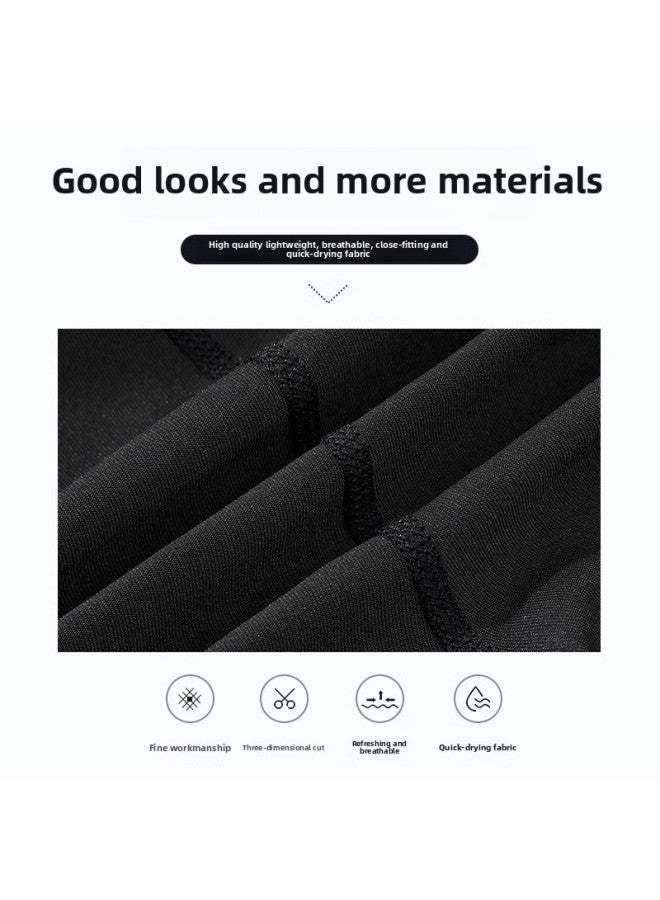 Loquat Swimsuit Men's Professional Black Anti-embarrassment Plus Size Double-layer Swimming Trunks Men's Swimsuit Hot Spring Suit Men's Full Set-Color:Black Four-piece Suit (swimsuit + Swimming Trunks + Go - Image 5