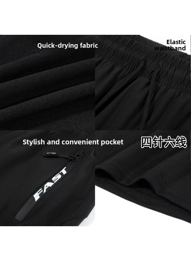 Loquat Swimsuit Men's Professional Black Anti-embarrassment Plus Size Double-layer Swimming Trunks Men's Swimsuit Hot Spring Suit Men's Full Set-Color:Black Four-piece Suit (swimsuit + Swimming Trunks + Go - Image 4