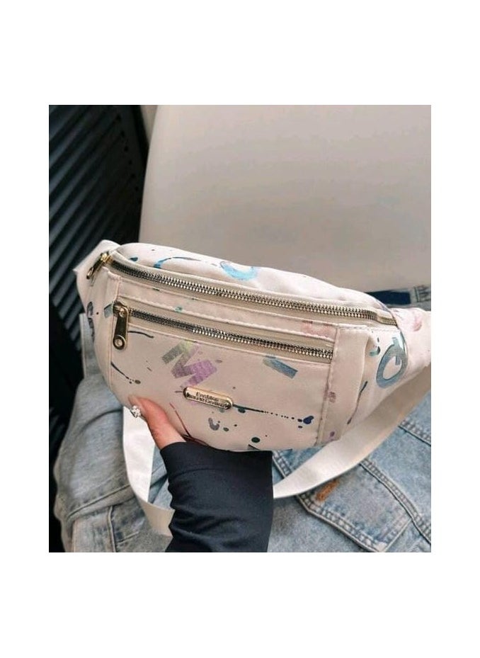 Generic Fashionable Women Waist Bag Shoulder Crossbody Bag Gold-Stamped Coin Purse Chest Bag Multifunctional Outdoor Bag  - Image 1