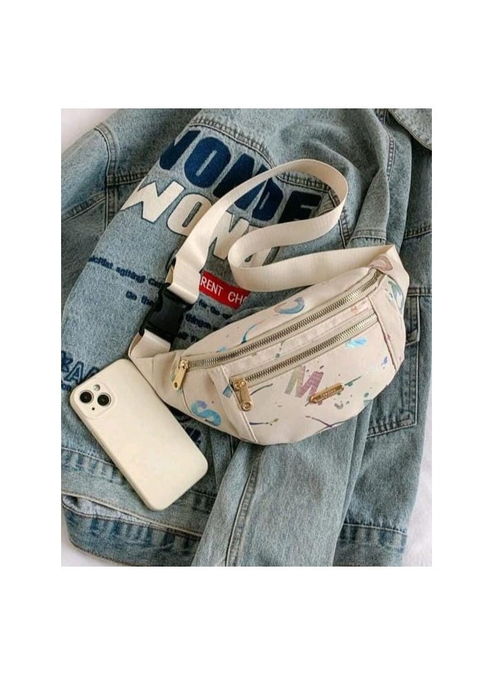 Generic Fashionable Women Waist Bag Shoulder Crossbody Bag Gold-Stamped Coin Purse Chest Bag Multifunctional Outdoor Bag  - Image 3
