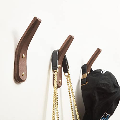 COCOYA 2Pack Wood Hooks Wall Mounted, Minimalist Easy Install Natural Real Walnut Cute Mid Century Modern Simple Rustic Boho Home Foyer Entryway Decor, for Hanging Hat Cap Bag Coat Towel Clothes - Image 4