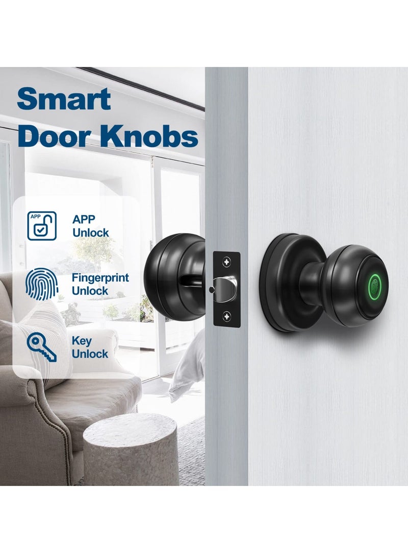Smart Fingerprint Door knob, Smart Lock Biometric Door Lock Fingerprint Door knob with App Control, Great for Bedrooms,Cloakroom,Apartments Offices,Hotels and Other Private Spaces, Black - Image 3