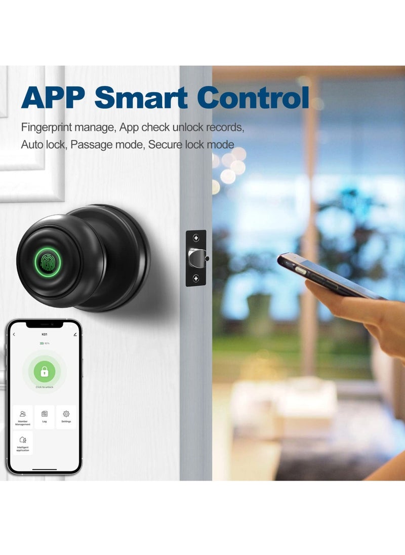Smart Fingerprint Door knob, Smart Lock Biometric Door Lock Fingerprint Door knob with App Control, Great for Bedrooms,Cloakroom,Apartments Offices,Hotels and Other Private Spaces, Black - Image 4