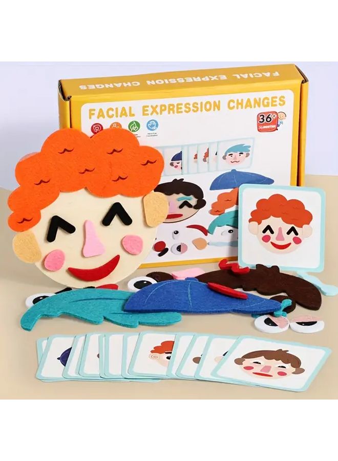 Wooden Emotion Expression Face Changing Game Set Enhances Observation Motor Skills - Image 2