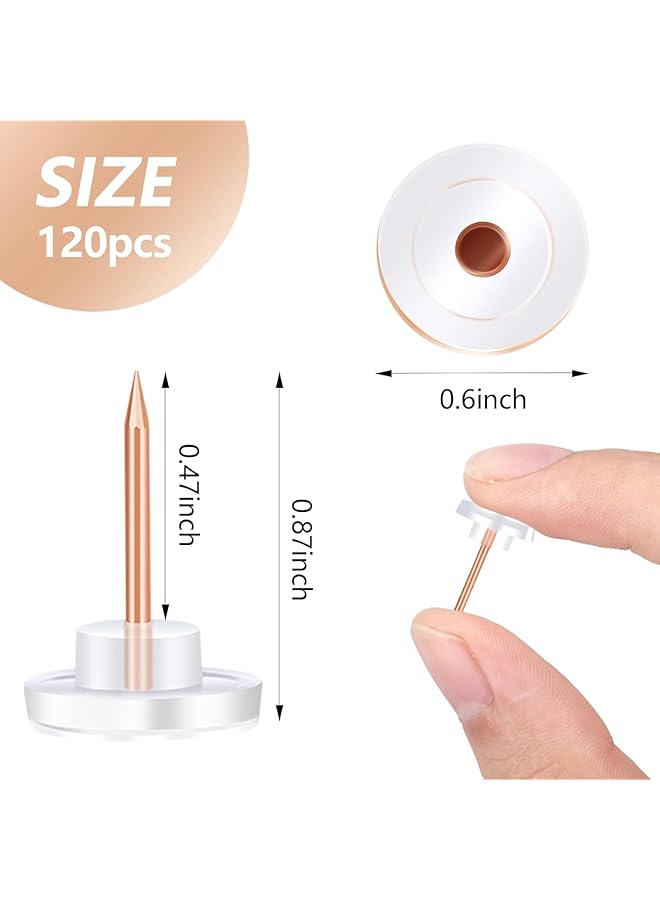 erorex Rose Gold 120 Count Push Pins Clear Thumb Tacks With Golden Steel Point And Plastic Head Modern Style For Walls Bulletin Boards Cork Boards - Image 2