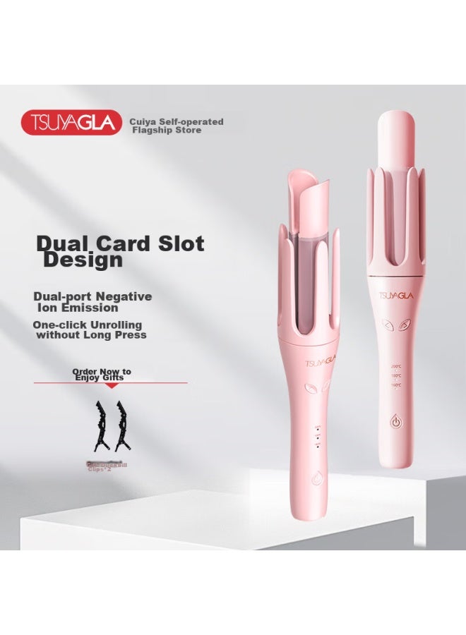TSUYAGLA Cuiya Fully Automatic Curling Iron 32mm, Hair-friendly Negative Ion Hair Protection, Electric Automatic Curling Tool For Women, Lazy Person's Curling Tool T309-02 Pink - Image 1