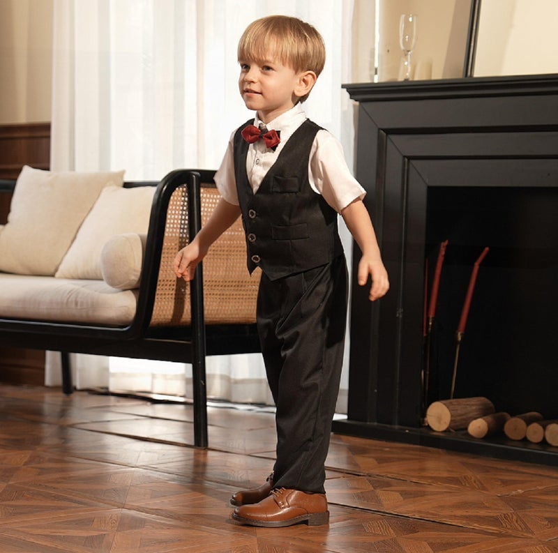 GINNI Boys Dress Shoes Classic Oxfords Wedding Church Formal Shoes for Toddler/Little Kid/Big Kid Brown - Image 2