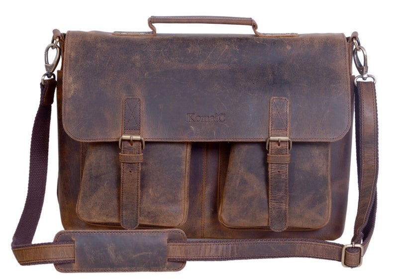 KomalC Leather Adjustable Padded Replacement Shoulder Strap with Metal Swivel Hooks for Messenger, Laptop, Camera, Duffle Bags (Distressed Tan) - Image 2