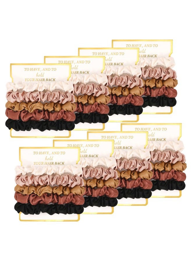 CEELGON 8 Pack Satin Scrunchies - Soft Hair Ties for Bachelorette Party Favors and Bridesmaid Proposal Gifts (Ivory, Rose Gold, Gold, Wine, Black) - Image 1