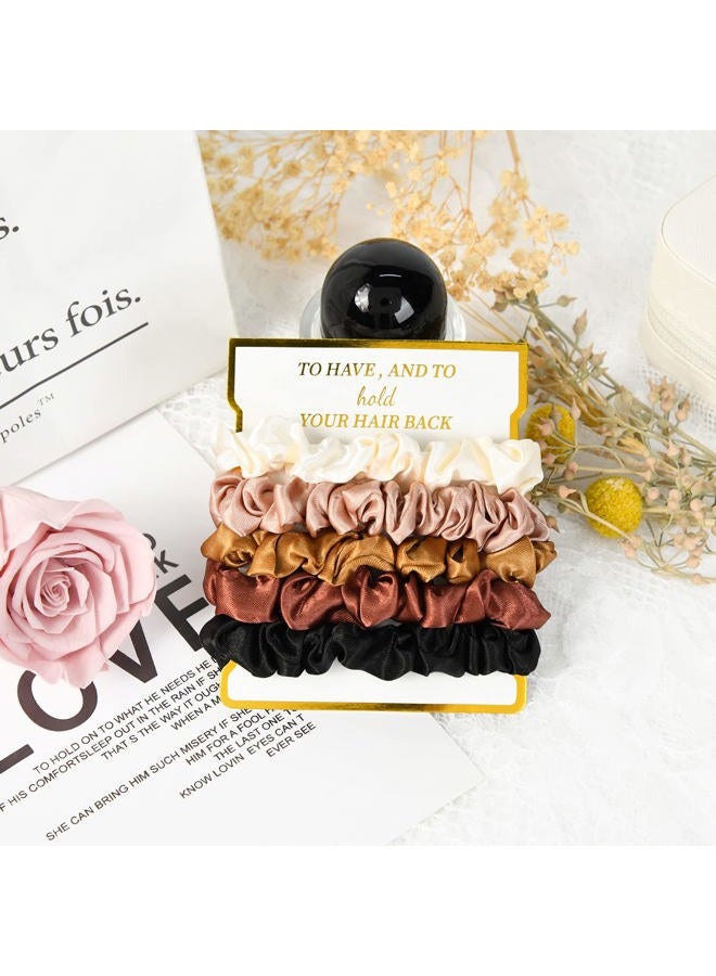 CEELGON 8 Pack Satin Scrunchies - Soft Hair Ties for Bachelorette Party Favors and Bridesmaid Proposal Gifts (Ivory, Rose Gold, Gold, Wine, Black) - Image 4