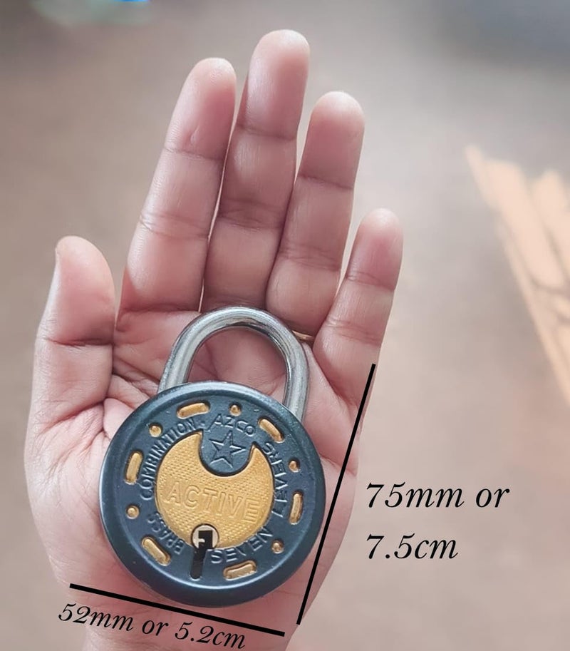 ONEPRO Azco Round Locks Small Size 50mm 12 Same Keys with 4 Padlocks | 8 Levers Double Locking | Lock and Keys for Home Door Shop Gate Office Locker, Black Gold Finish (Pack of 4) - Image 5