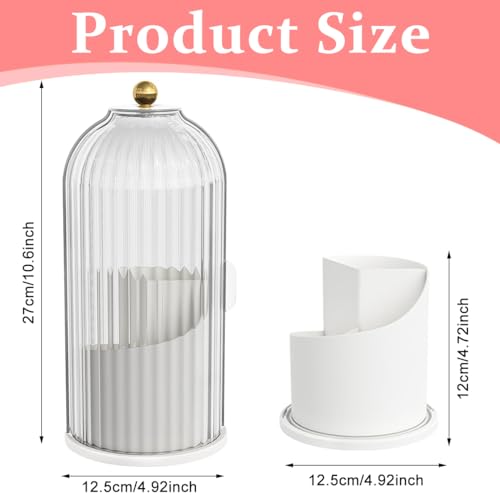 MAYCREATE® Makeup Brush Holder Organizer with Lid, 360° Rotatable Makeup Brushes Storage Case, Dustproof Clear 3-Grid Cosmetic Organizer Stand for Vanity Desktop Bathroom - Image 2