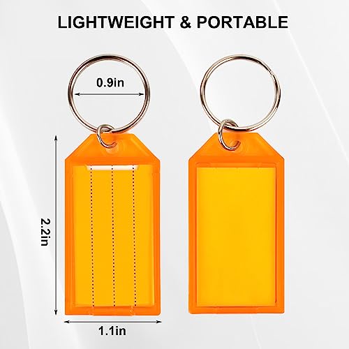 Simetufy 100 Pcs Plastic Key Tags with Labels, Key Labels with Ring and Label Window, 8 Assorted Colors, Key Identifiers for Luggage, USB Drive, Backpack - Image 2