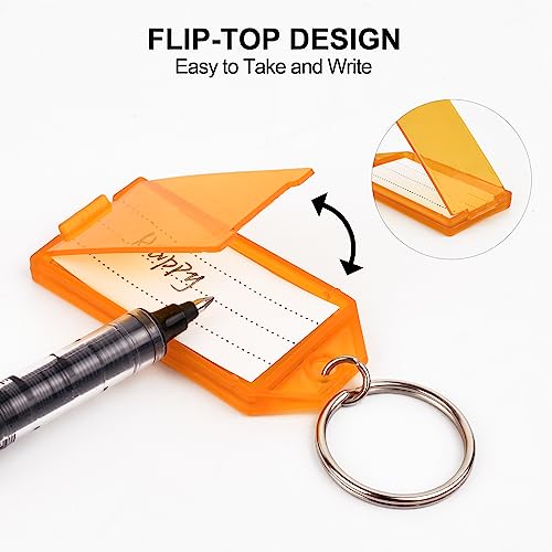 Simetufy 100 Pcs Plastic Key Tags with Labels, Key Labels with Ring and Label Window, 8 Assorted Colors, Key Identifiers for Luggage, USB Drive, Backpack - Image 4