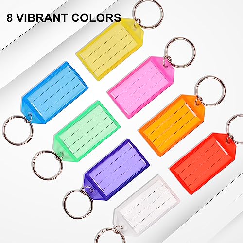 Simetufy 100 Pcs Plastic Key Tags with Labels, Key Labels with Ring and Label Window, 8 Assorted Colors, Key Identifiers for Luggage, USB Drive, Backpack - Image 5