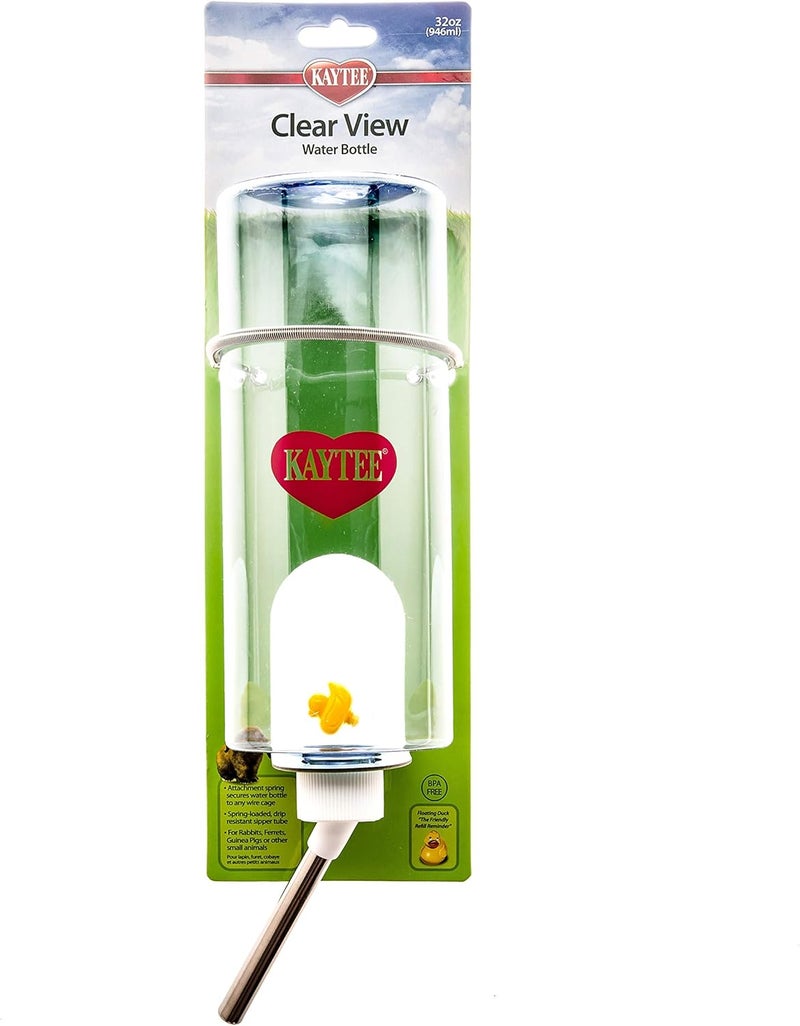 Kaytee Clear View Water Bottle for Pet Rabbits, Ferrets, and Guinea Pigs, 32 oz - Image 1