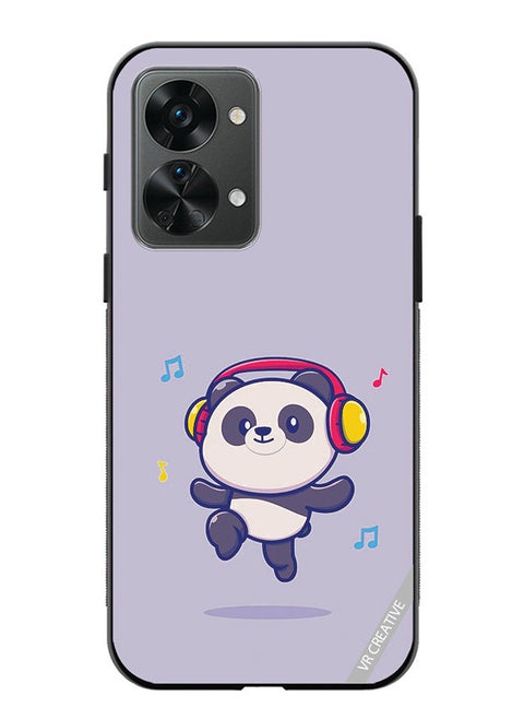 Protective Case Cover For OnePlus Nord 2T Panda With Headphone Design Multicolour