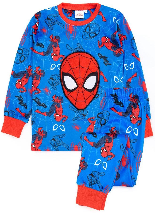 MARVEL Marvel Spider-Man Pyjamas Boys Kids Super Soft Fleece T-Shirt Bottoms Pjs 4-5 Years Blue  - Image 1