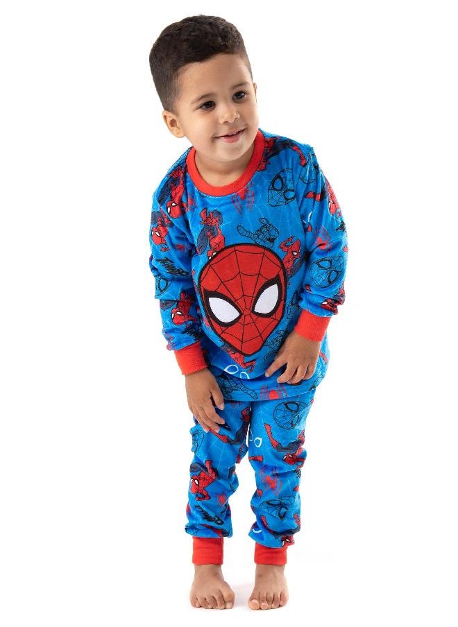 MARVEL Marvel Spider-Man Pyjamas Boys Kids Super Soft Fleece T-Shirt Bottoms Pjs 4-5 Years Blue  - Image 5
