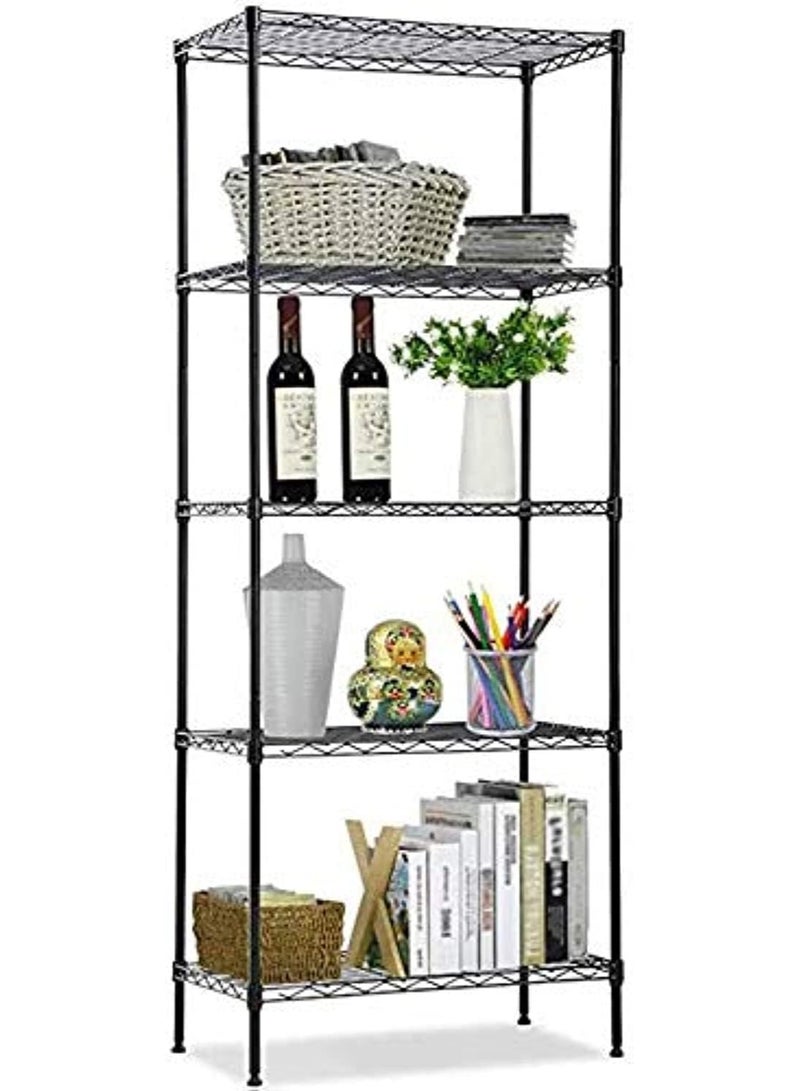 BLOOMING TIME 5-Tier Layer Heavy Type Carbon Steel 5 Shelf Shelving Storage Unit Rack Storage Organizer Black 55x30.5x150cm  - Image 1