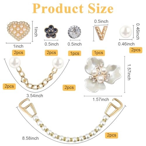 HASTHIP® 15Pcs Crocs Charms for Girls Women Cute Pearl Flower Shoe Charms Crystal Charms for Crocs Decoration Charm Accessories for Girls Women, Party Favors Birthday Gifts - Image 2