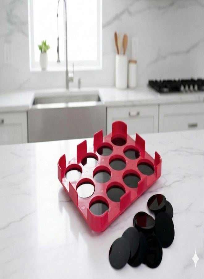 Btop® Burger Patty Mold, Red, 12 Cavity, Non-Stick, with Black Lids, for Meatballs and Sliders - Image 5