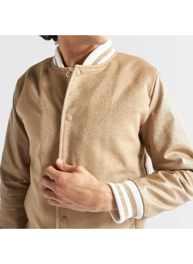 Splash FAV Textured Button Through Jacket with Long Sleeves