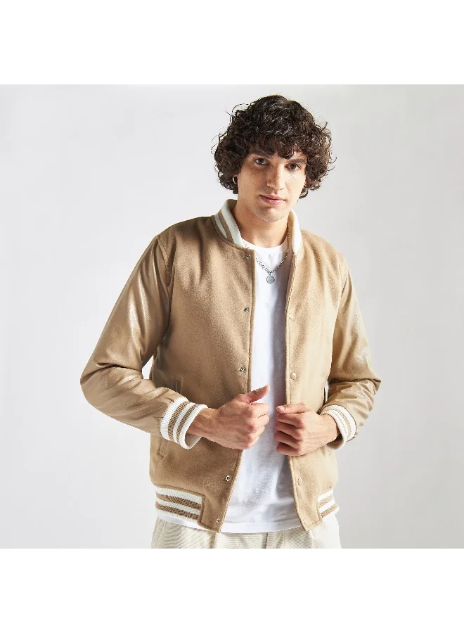 Splash FAV Textured Button Through Jacket with Long Sleeves