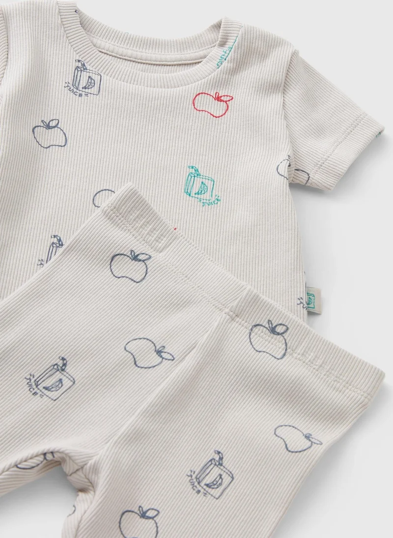 ماتلان Baby Grey Fruit Juice Top & Leggings Set