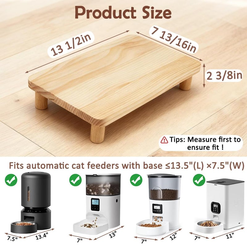 SZEE Cat Food Stand for Automatic Feeder & Tradition Bowls, Elevated Cat Food Table Station, Raises Feeder/Bowl by 6cm, Premium Solid Wood Material, Relieves Spine and Joints Noticeably on Pets - Image 4