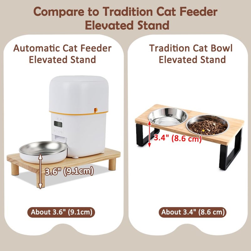 SZEE Cat Food Stand for Automatic Feeder & Tradition Bowls, Elevated Cat Food Table Station, Raises Feeder/Bowl by 6cm, Premium Solid Wood Material, Relieves Spine and Joints Noticeably on Pets - Image 5